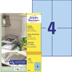 Avery gekleurde universele etiketten ft 105 x 148 mm (b x h), 400 stuks, blauw — detail 2