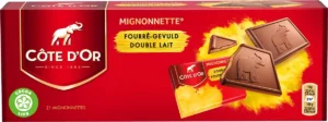 Doos Côte d'Or Mignonnettes chocolade praliné met 21 apart verpakte plakjes van 10 g