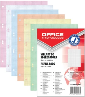 OFFICE products ringbandinterieur, A4, 80 g, 6 gaten, 50 vellen, geruit, geassorteerde kleuren — detail 2