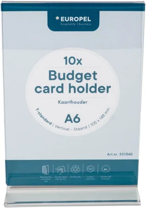 Europel folderhouder Budget, met T-voet, ft A6, staand, pak van 10 stuks — detail 2