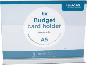 Europel folderhouder Budget, met T-voet, ft A5, liggend, pak van 5 stuks — detail 2