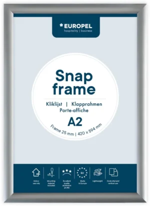 Europel clicklijst Premium, 25 mm, ft A2, zilver — vitrine