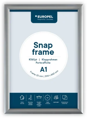 Europel clicklijst Premium in zilver met profiel van 25 mm voor een A1-poster