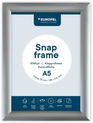 Europel clicklijst Premium, 25 mm, ft A5, zilver — vitrine
