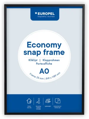 Europel clicklijst Economy, 25 mm, ft A0, zwart — vitrine