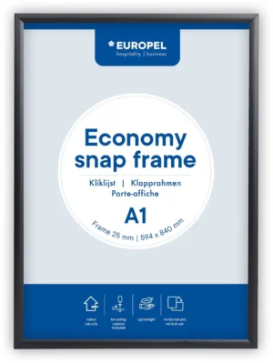 Europel clicklijst Economy, 25 mm, ft A1, zwart — vitrine