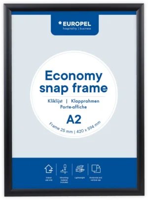 Europel clicklijst Economy, 25 mm, ft A2, zwart — vitrine