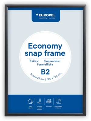 Europel clicklijst Economy, 25 mm, ft B2, zwart — vitrine