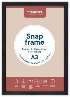 Europel clicklijst Premium Plus, 25 mm, A3, mat zwart — vitrine