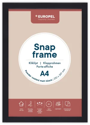 Europel clicklijst Premium Plus, 25 mm, A4, mat zwart — vitrine