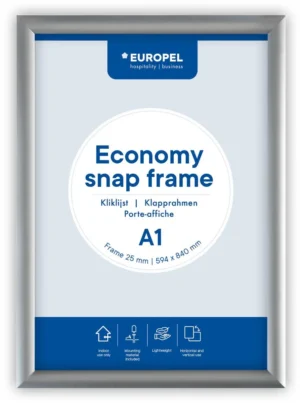 Europel clicklijst Economy, 25 mm, ft A1, zilver — vitrine