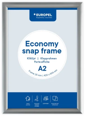 Europel clicklijst Economy, 25 mm, ft A2, zilver — vitrine