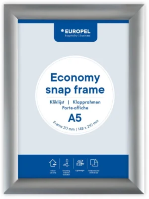 Europel clicklijst Economy, 25 mm, ft A5, zilver — vitrine