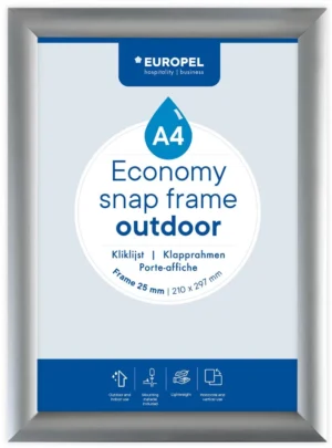 Europel clicklijst Economy, waterdicht, 25 mm, ft A4, zilver — vitrine