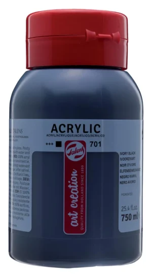 Talens Art Creation acrylverf flacon van 750 ml, ivoorzwart