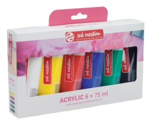 Talens Art Creation acrylverf tube van 75 ml, set van 6 tubes in geassorteerde kleuren