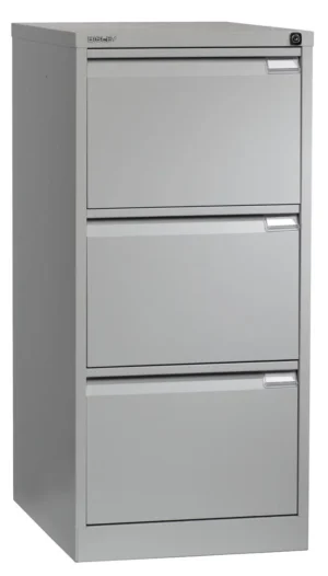 Bisley hangmappenkast, ft 101,6 x 47 x 62,2 cm (h x b x d), 3 laden, grijs — detail 2