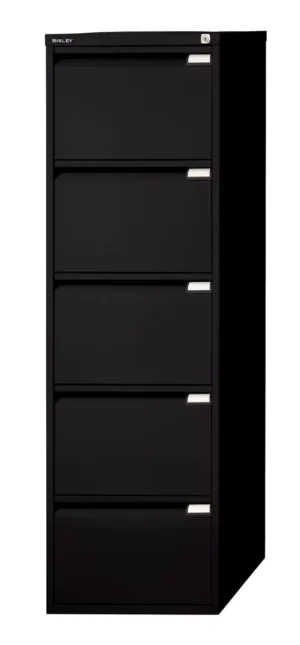 Bisley hangmappenkast, ft 151 x 47 x 62,2 cm (h x b x d), 5 laden, zwart