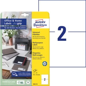 Avery Zweckform universele etiketten, 210 x 148 mm, wit, permanent klevend, 20 etiketten, 10 vellen — detail 2