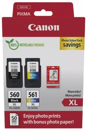 Canon photo value pack 1 x PG-560XL + 1 x CL-561XL, 300 - 400 pagina's, OEM 3712C008, 4 kleuren — inktcartridge
