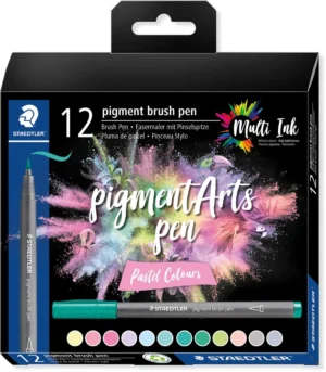 Staedtler Pigment Arts brush pen, etui van 12 stuks, Pastel Colours — speciale stiften