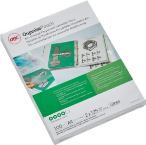 GBC Organise lamineerhoes ft A4, 250 micron (2 x 125 micron), geperforeerd, pak van 100 stuks — toebehoren voor lamineermachines