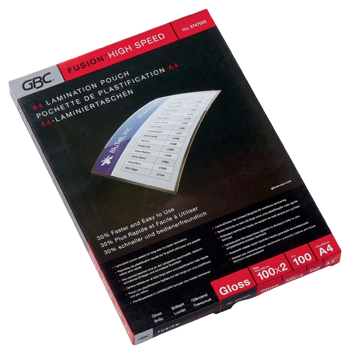 GBC HighSpeed lamineerhoes ft A4, 200 micron (2 x 100 micron), pak van 100 stuks — toebehoren voor lamineermachines