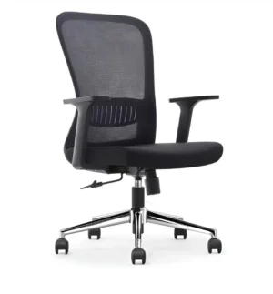 ergonomische bureaustoel, aluminium voetkruis, zwart, set van 2 stoelen