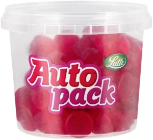 Doos Lutti autopack snoep poepkes met gummi kersen van 200 g