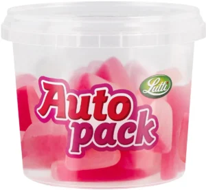 Doos Lutti autopack snoep draculatanden van 150 g met plastic pot