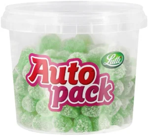 Doos Lutti autopack snoep groentjes van 200 g met gummie in groentevorm