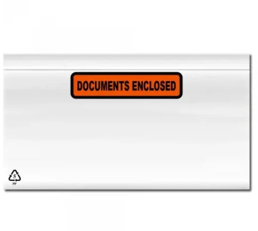 Doos met 1000 transparante paklijstenveloppen Documents enclosed van 165 × 122 mm