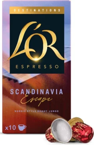 Verpakking Douwe Egberts L'Or Destinations koffiecapsules Scandinavia met 10 capsules