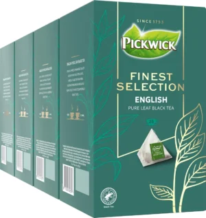 Pickwick Finest Selection zwarte thee English in piramidevormige theezakjes, pak van 25 zakjes