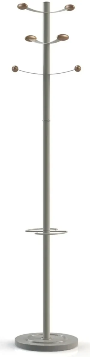 Unilux kapstok Bouquet, hoogte 175 cm, 6 kledinghaken, grijs/hout — kapstokken en parapluhouders