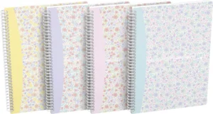 Oxford Floral softcover spiraalschrift, ft B5, 60 vel, geruit 5 mm, 3 geassorteerde designs — spiraalschriften met harde kaft