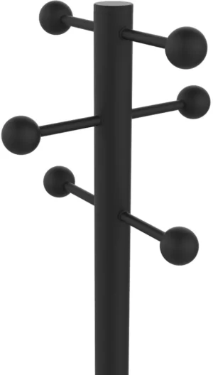 Unilux kapstok Access, hoogte 175 cm, 6 kledinghaken, met parapluhouder, zwart met hout — detail 2