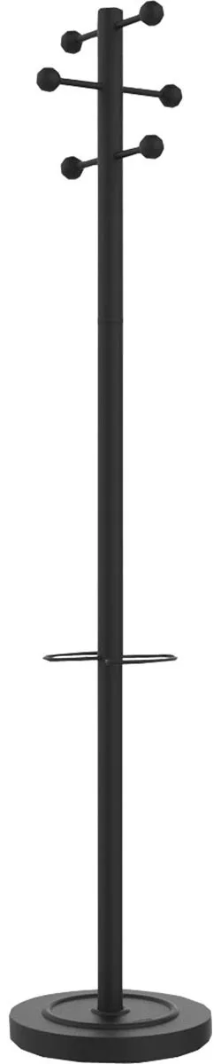 Unilux kapstok Access, hoogte 175 cm, 6 kledinghaken, met parapluhouder, zwart met hout — kapstokken en parapluhouders
