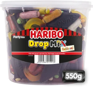 Haribo snoepgoed Drop mix gekleurd, emmer van 550 g — drank en eetwaren