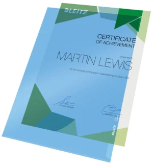 Leitz Premium L-map, PVC, ft A4, blauw, pak van 100 stuks — detail 2