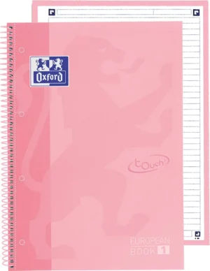 Oxford School Touch Europeanbook spiraalblok, ft A4+, 160 bladzijden, gelijnd, pastel roze — detail 2