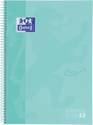 Oxford School Touch Europeanbook spiraalblok, ft A4+, 160 bladzijden, gelijnd, pastel groen — collegeblok