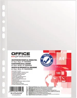OFFICE products geperforeerde showtas, A4, 50 micron, gekorreld, pak van 100 stuks