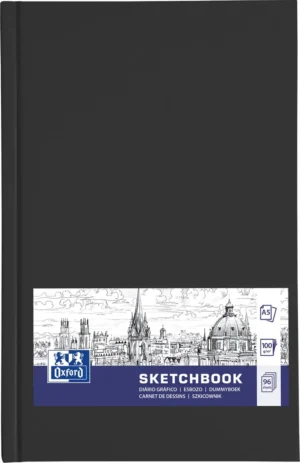Oxford "Sketchbook" dummyboek, 96 vel, 100 g/m², ft A5, zwart — schetsblok