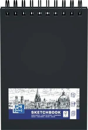 Oxford schetsboek, 100 g/m², ft A5, zwart, 50 vel — schetsblok