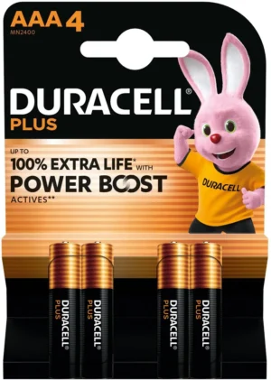 Duracell batterij Plus 100% AAA, blister van 4 stuks — niet-oplaadbare batterijen