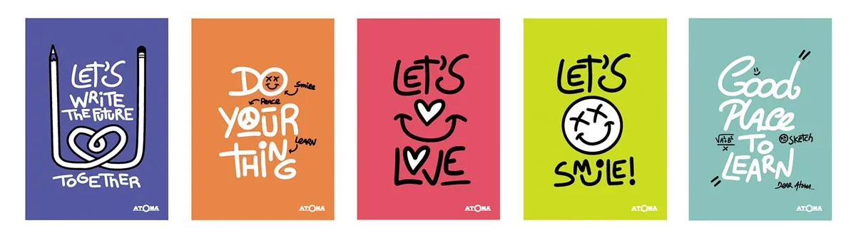 Atoma Writings schrift A5 gelijnd met ringen en PP-kaft in geassorteerde kleuren