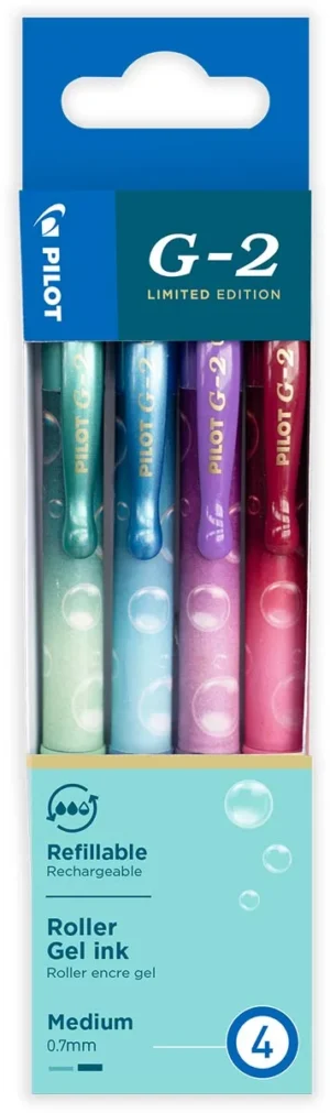 Pilot roller G-2 Bubble, medium, geassorteerde kleuren, etui van 4 stuks — gelroller