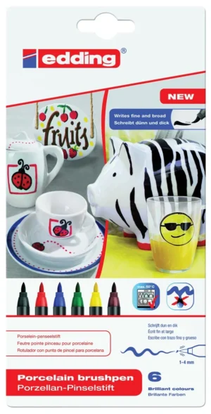 Edding porselein-penseelstift e-4200 set van 6 — speciale stiften