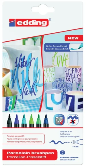 Edding brushpen Porcelein Cool, assortiment, set van 6 — speciale stiften